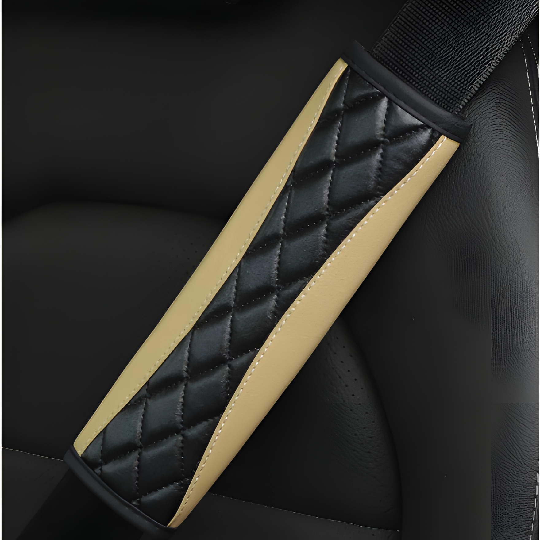 1pc 3D Embroidery Faux Sheepskin Seat Belt Shoulder Pad For Car